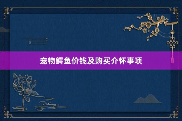 宠物鳄鱼价钱及购买介怀事项